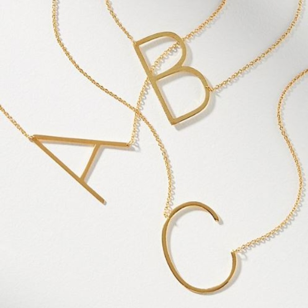 Gold Sideways Initial Necklace